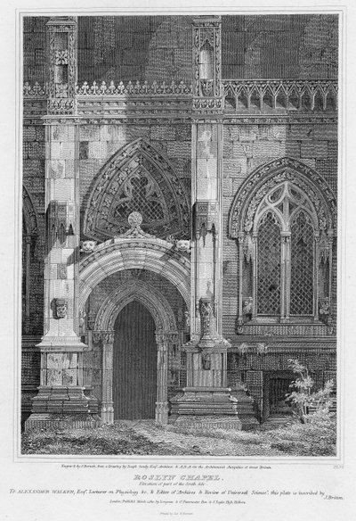 Roslyn Chapel, elevation of part of the south side, engraved by J. Burnett by Joseph Michael Gandy